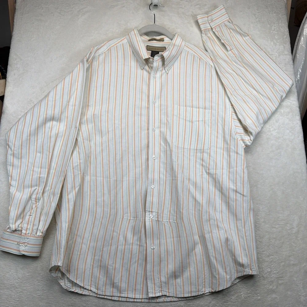 Vintage 90s Naturalife The Big Shirt Mens XL Striped Cotton Oversized Button Up